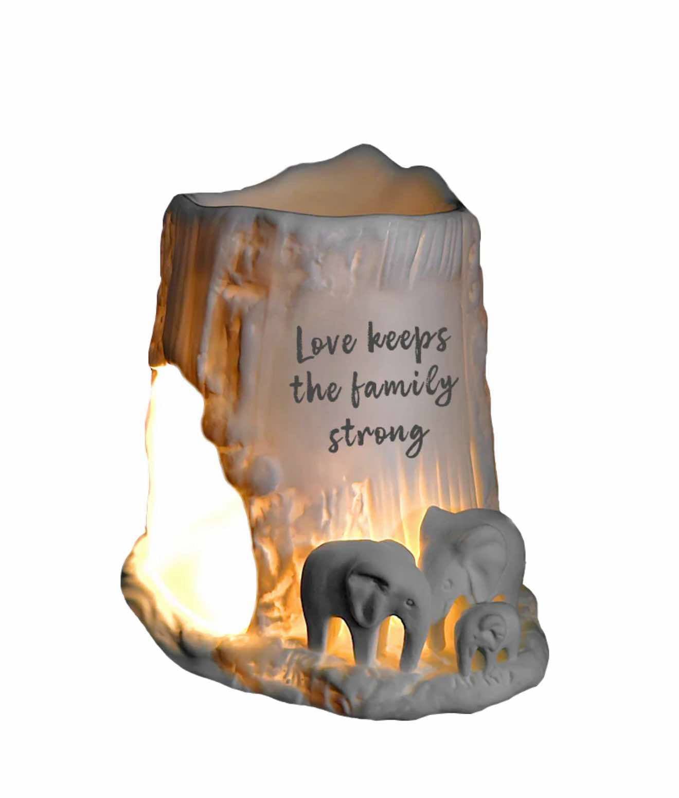 Elephant Tealight Burner - Love Keeps the Family Strong