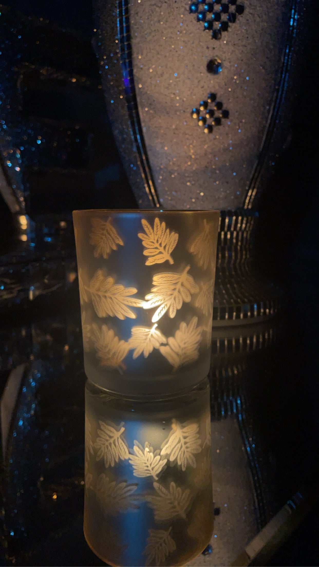 Autumn leaf tea light holder set x3