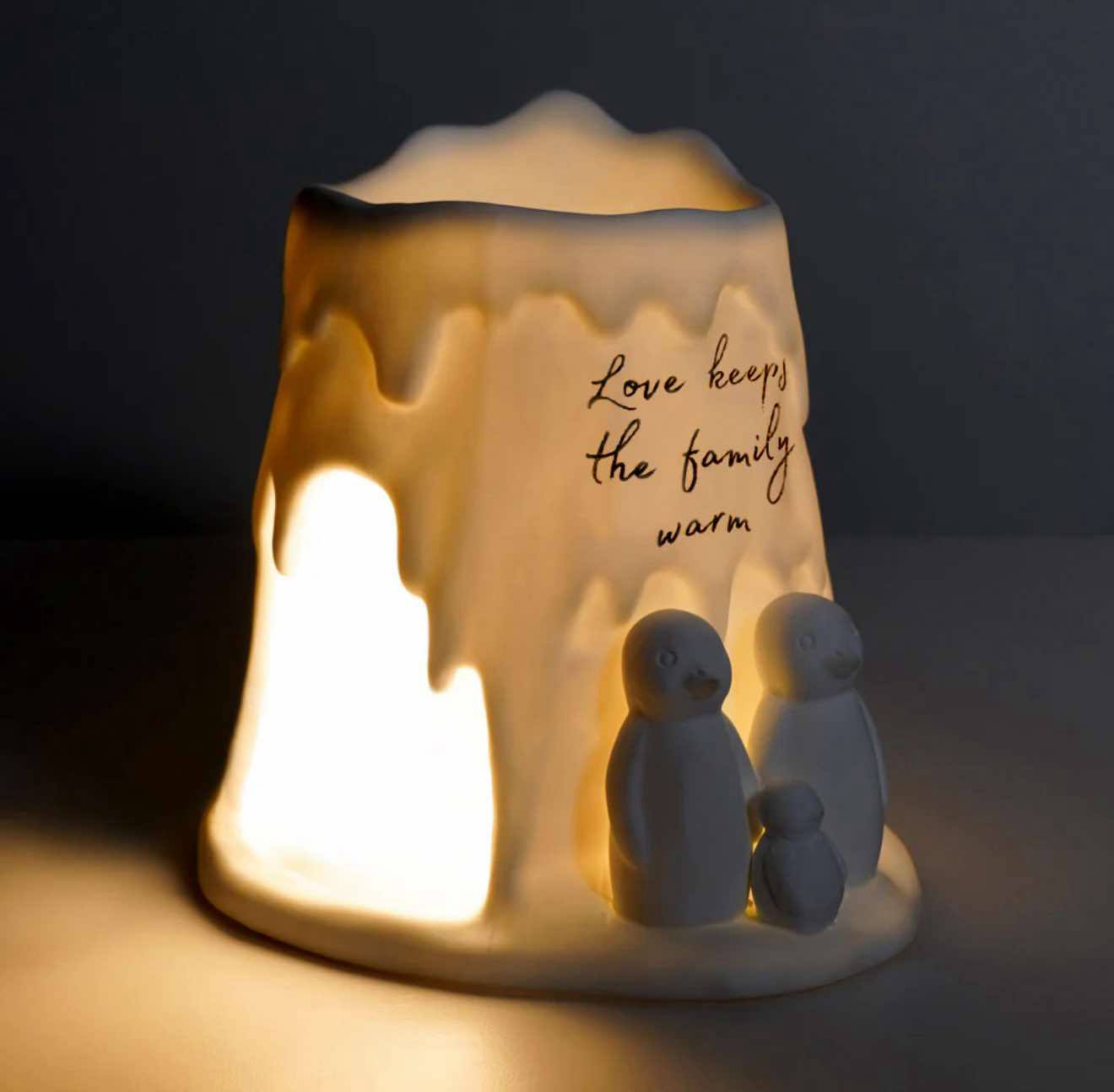 Porcelain Tealight Burner - Penguin Family