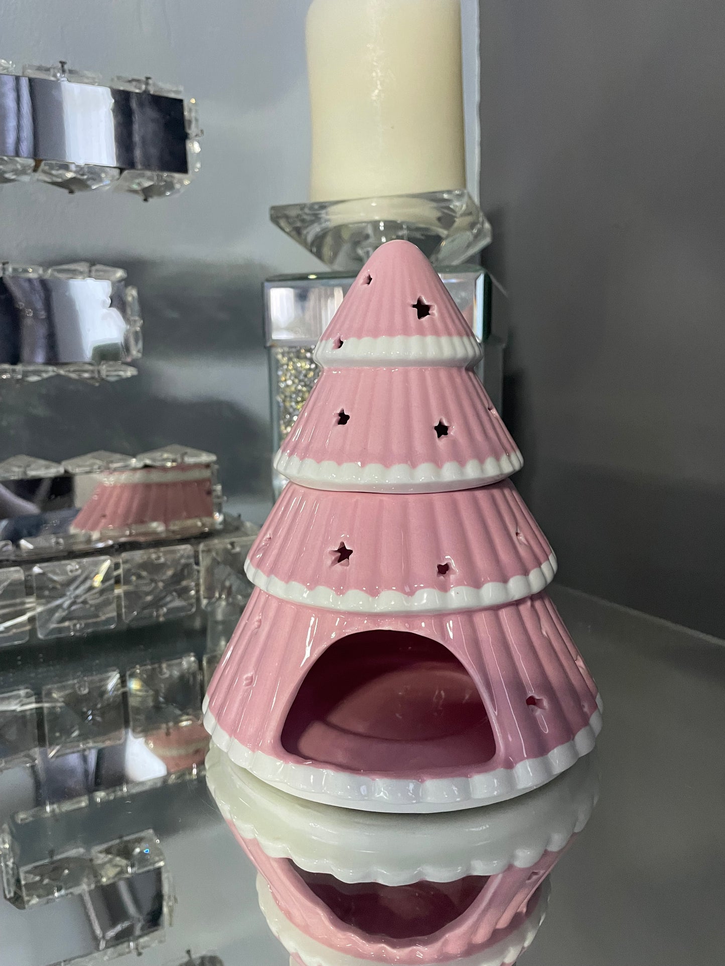 Pink Christmas Tree Ceramic Oil Burner