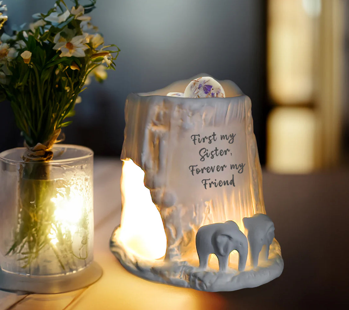 Elephant Tealight Burner - First my Sister, Forever my friend
