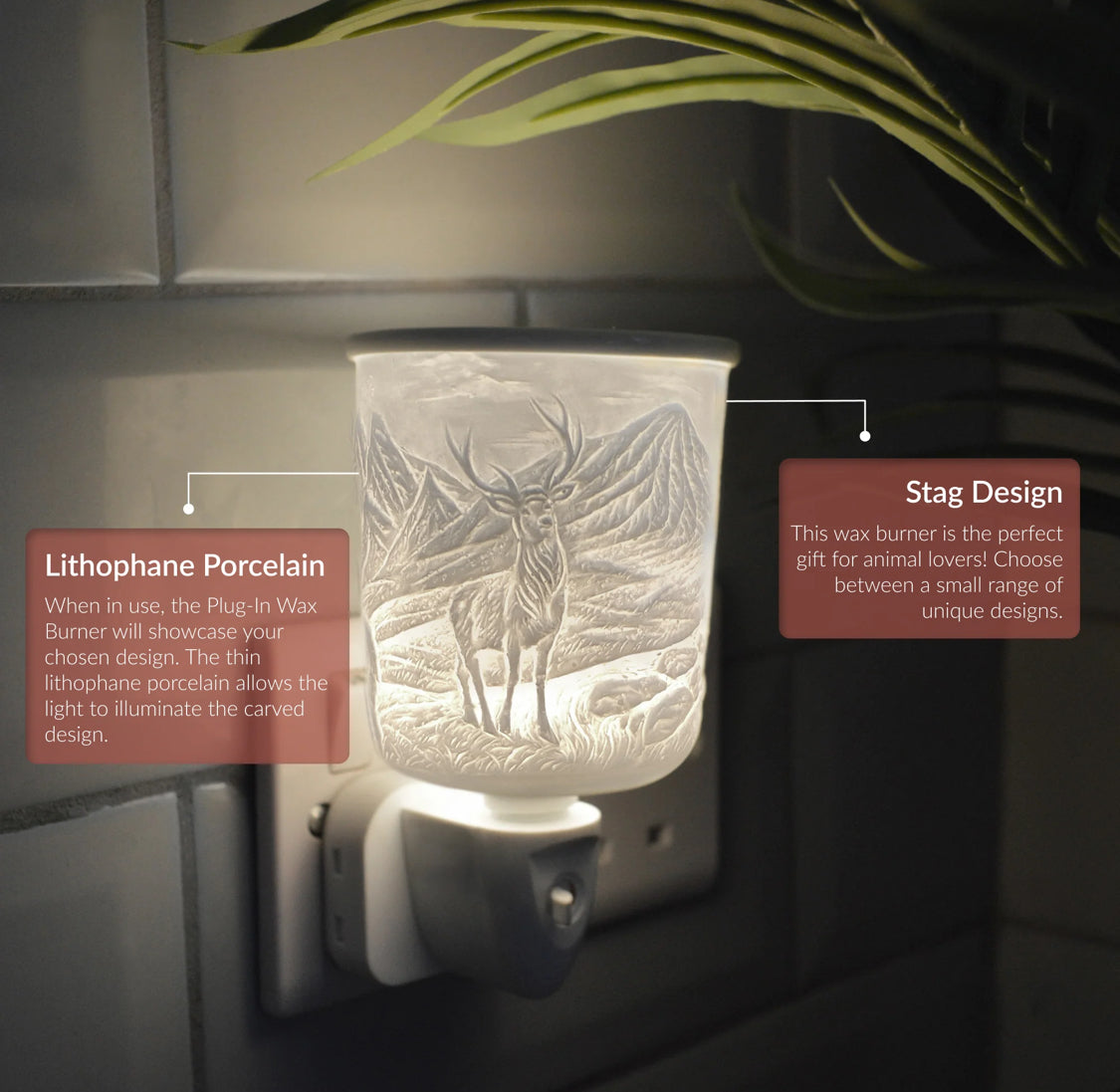 Porcelain Plug In Electric Melt Warmer - Highland Stag