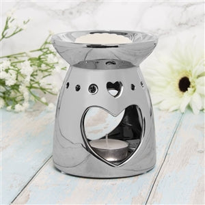 Wax/Oil Warmer Silver Heart 13cm
