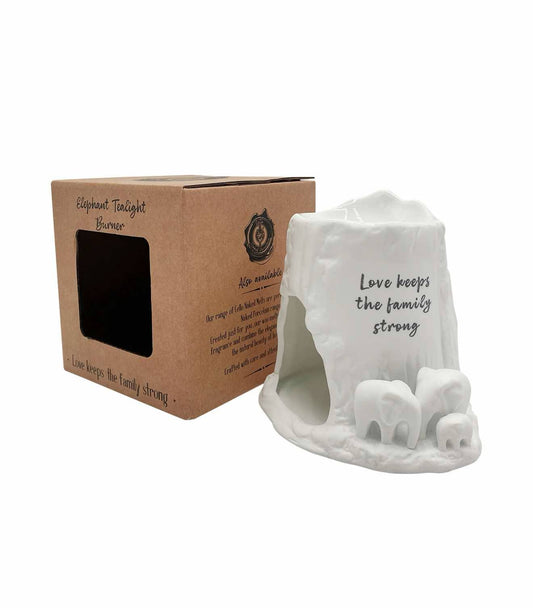 Elephant Tealight Burner - Love Keeps the Family Strong