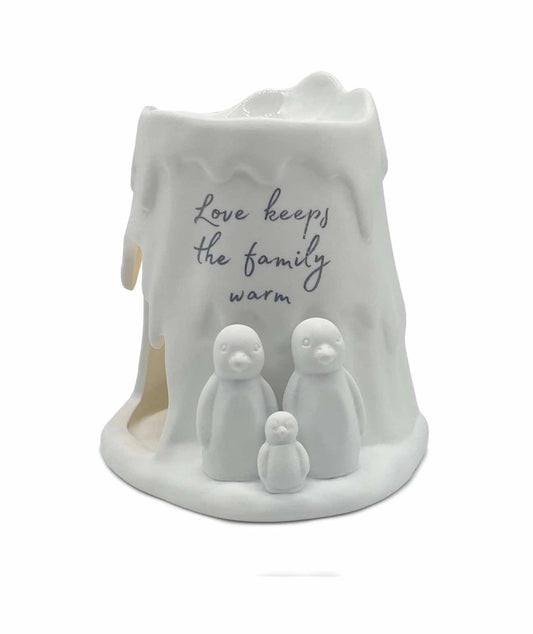 Porcelain Tealight Burner - Penguin Family