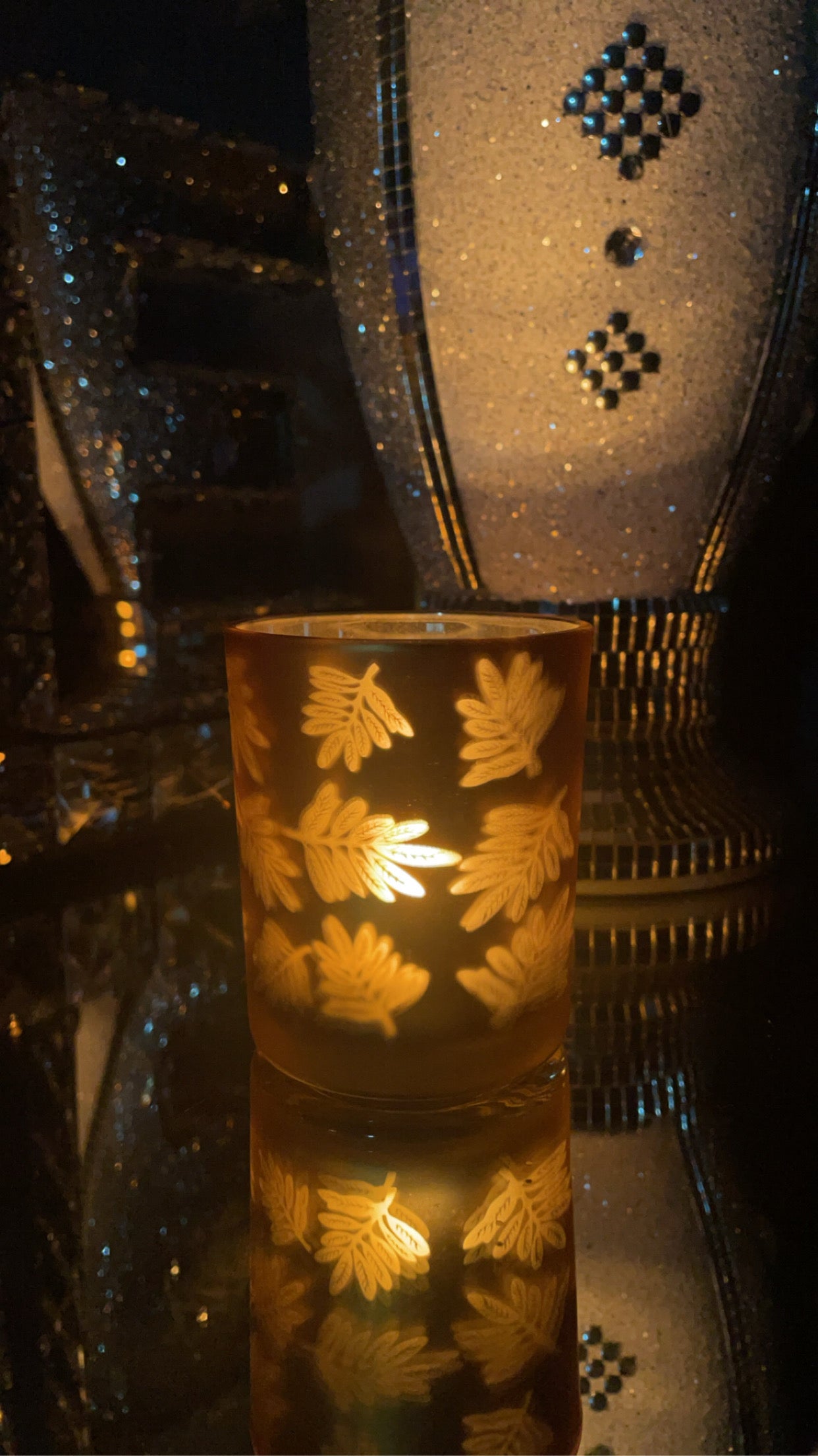 Autumn leaf tea light holder set  x3