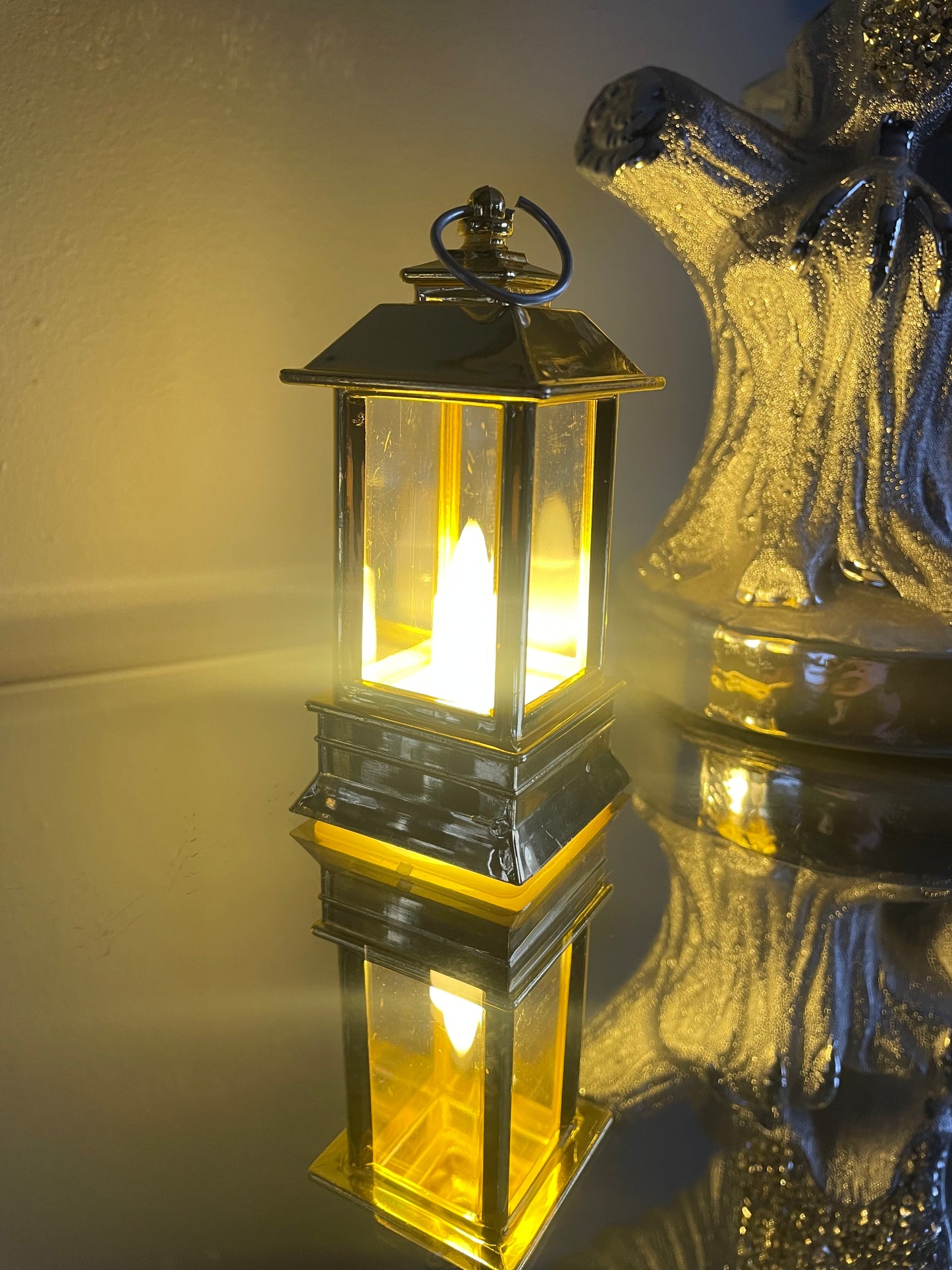 Gold LED Candle Lantern, 9cm