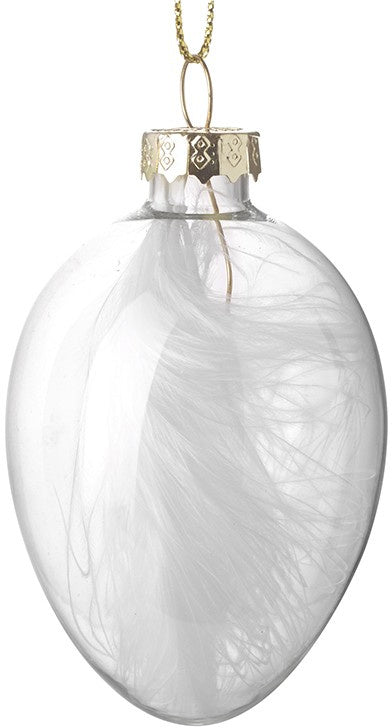 Hanging White Glass Egg, 7cm