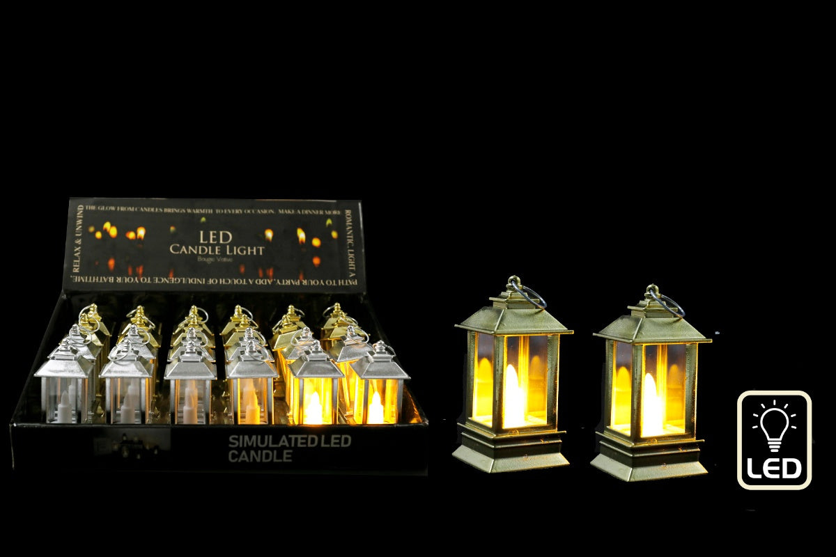 Gold LED Candle Lantern, 9cm