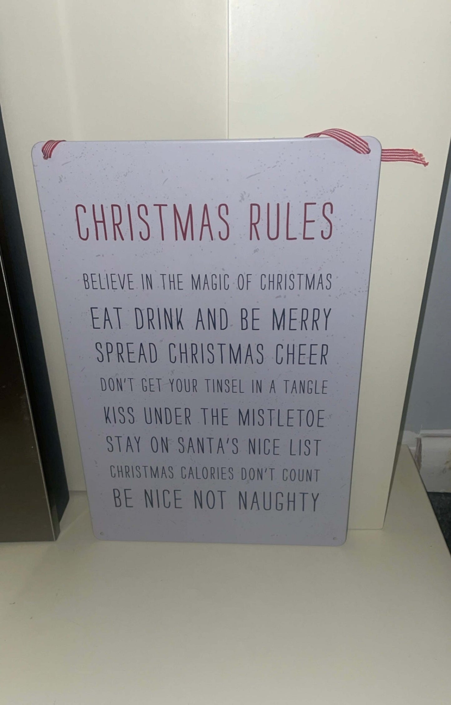 30cm Christmas Rules Metal Hanging Sign