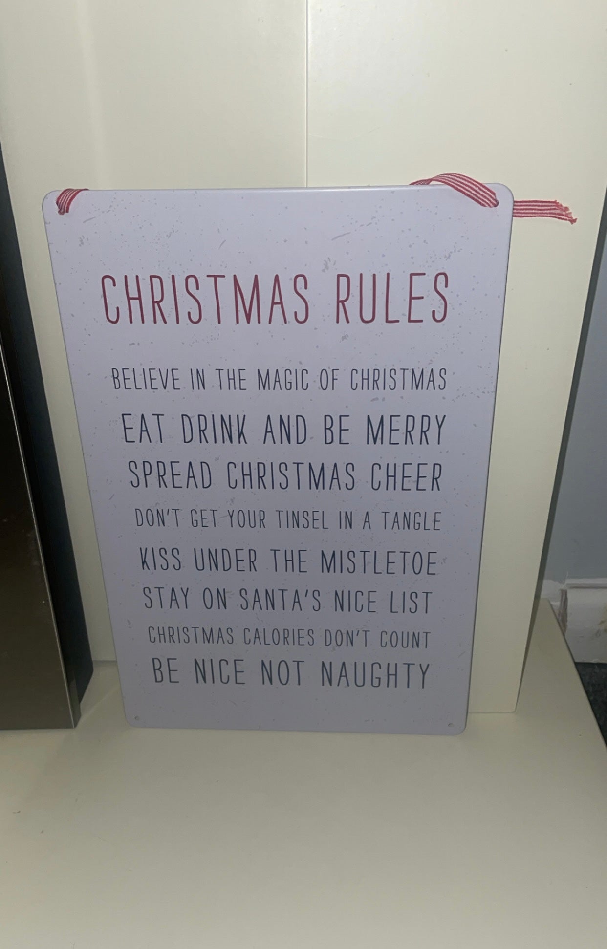 30cm Christmas Rules Metal Hanging Sign