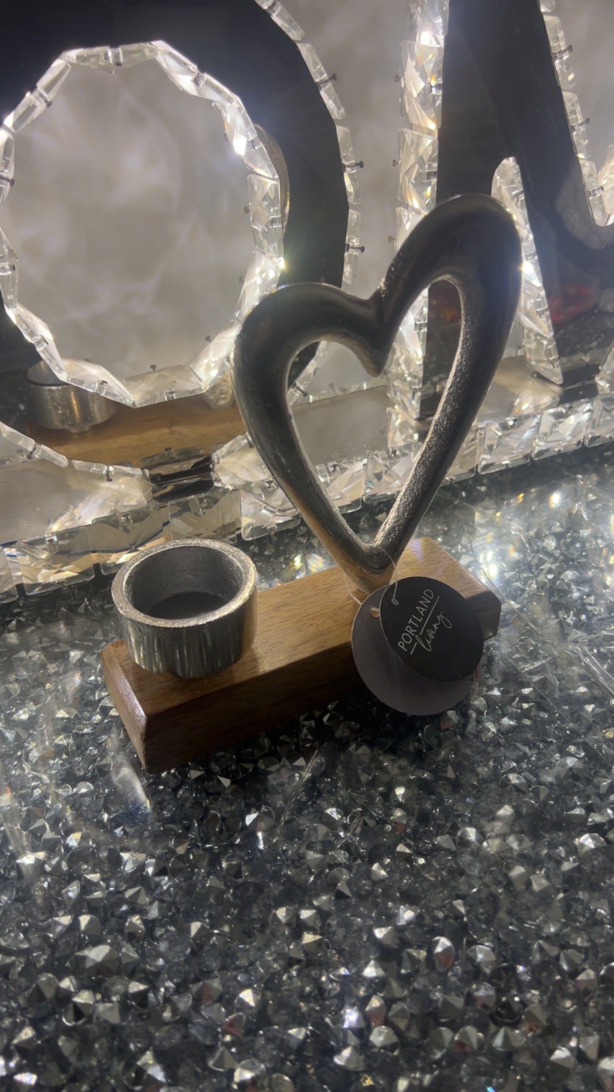 Metal Heart w/ T-Light Holder 17cm