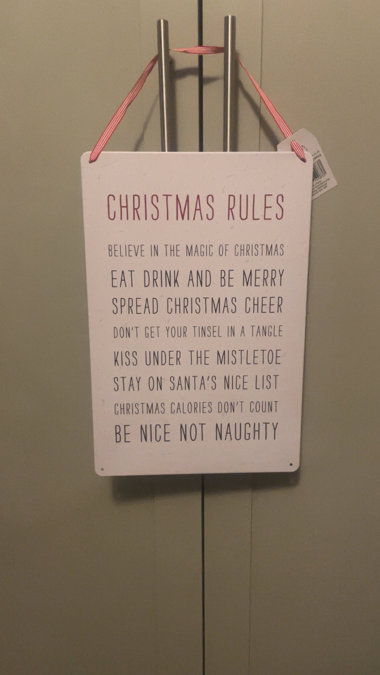 30cm Christmas Rules Metal Hanging Sign