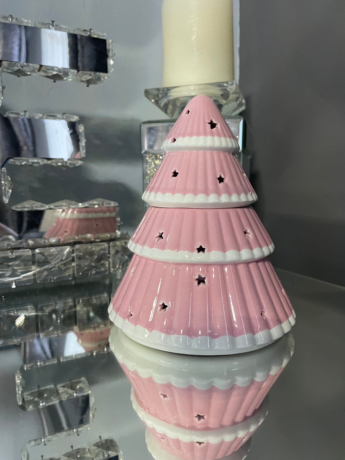 Pink Christmas Tree Ceramic Oil Burner