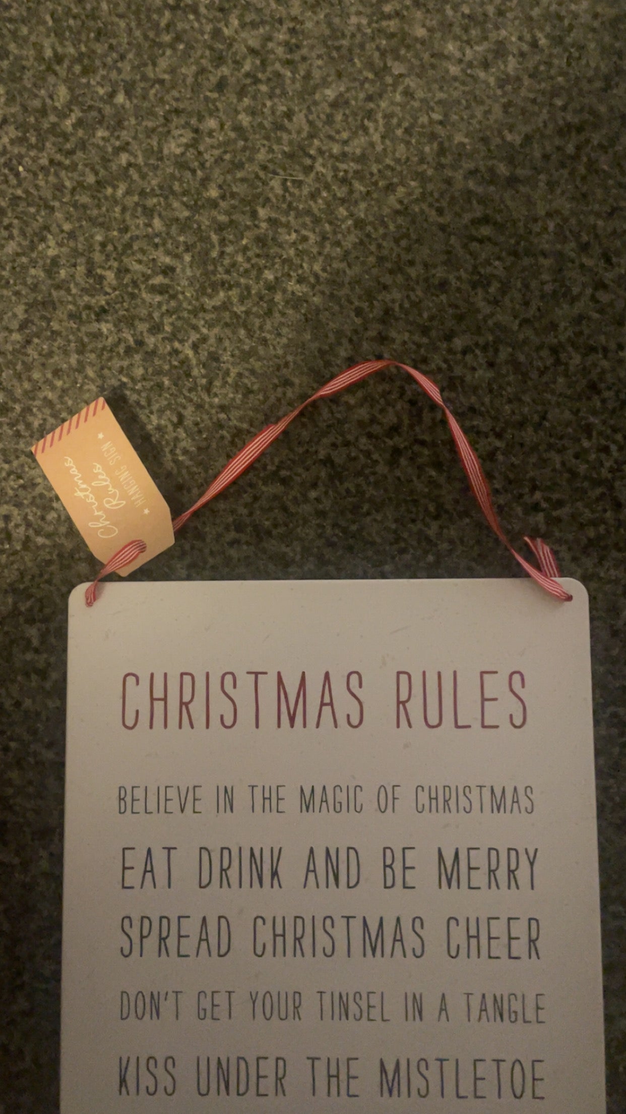 30cm Christmas Rules Metal Hanging Sign