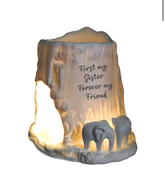Elephant Tealight Burner - First my Sister, Forever my friend