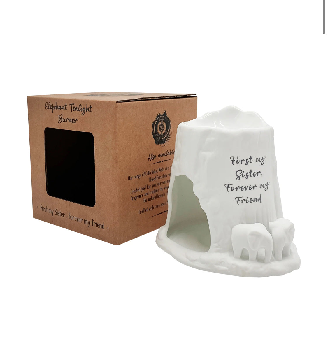 Elephant Tealight Burner - First my Sister, Forever my friend