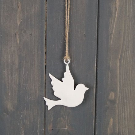 Simple White Dove Hanging with String Cord 8cm - Perfect for Home Decor