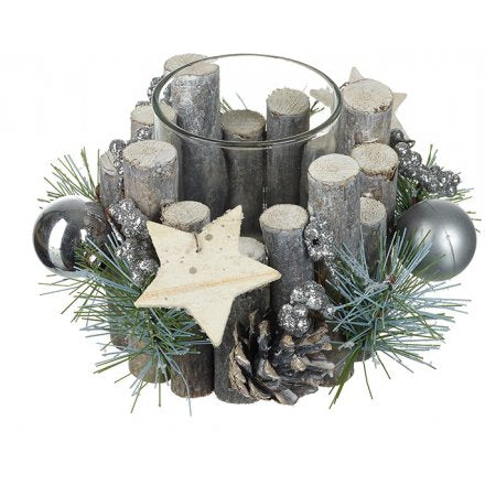 Rustic Woodland T-light Holder table centre piece 14cm Decor Ornaments
