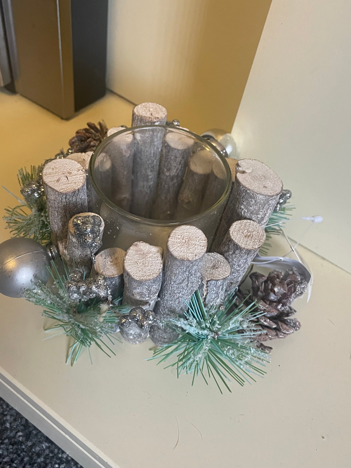 Rustic Woodland T-light Holder table centre piece 14cm Decor Ornaments