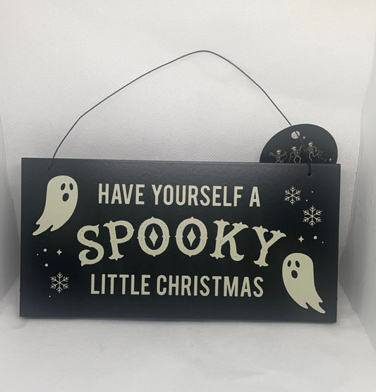 Spooky Little Christmas Hanging Sign with metal hanging tie Decor Hangable Decoration