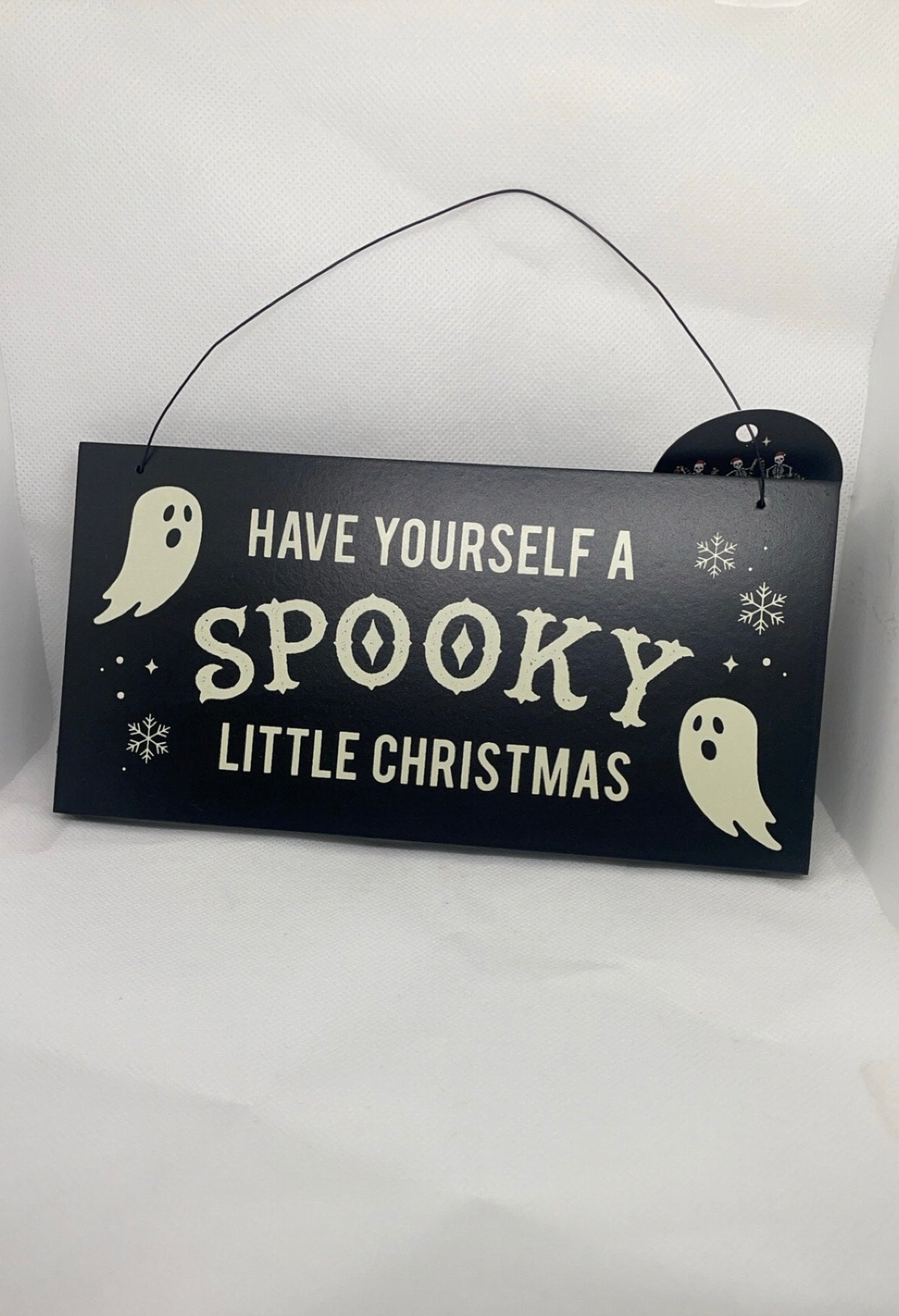Spooky Little Christmas Hanging Sign with metal hanging tie Decor Hangable Decoration