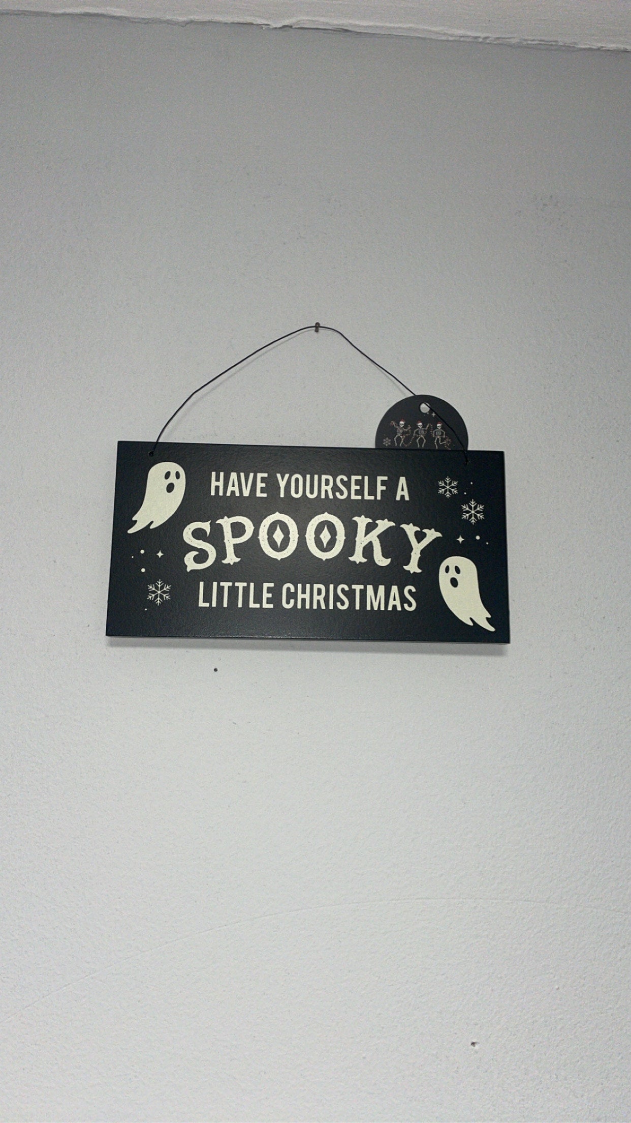 Spooky Little Christmas Hanging Sign with metal hanging tie Decor Hangable Decoration